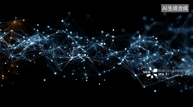 【AI数字艺术】光影粒子网络数据背景图图片素材