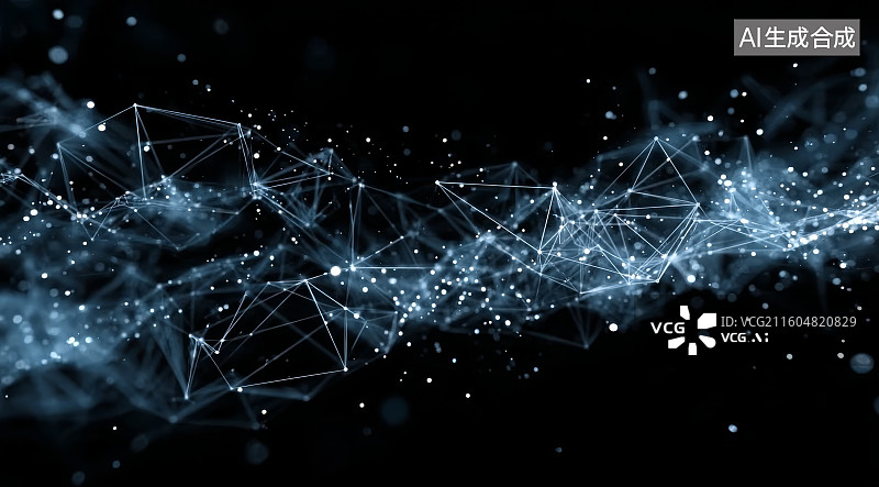 【AI数字艺术】光影粒子网络数据背景图图片素材