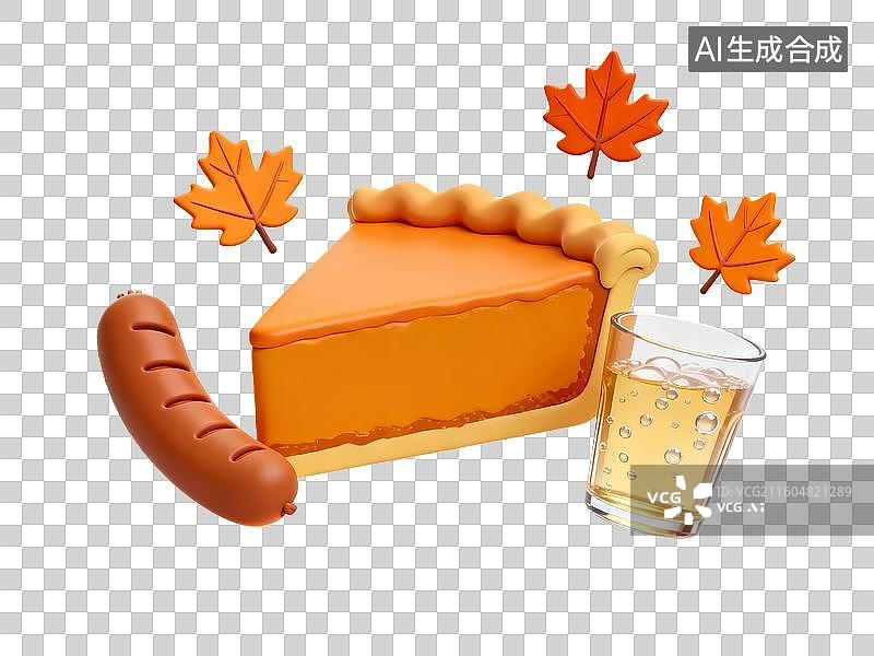 【AI数字艺术】3d西方节日感恩节食物元素图片素材