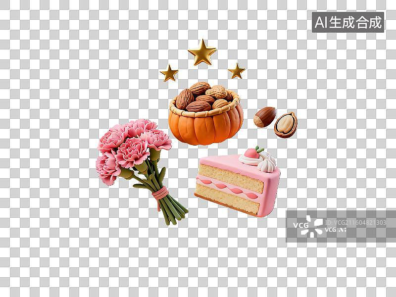 【AI数字艺术】3d西方节日感恩节食物元素图片素材