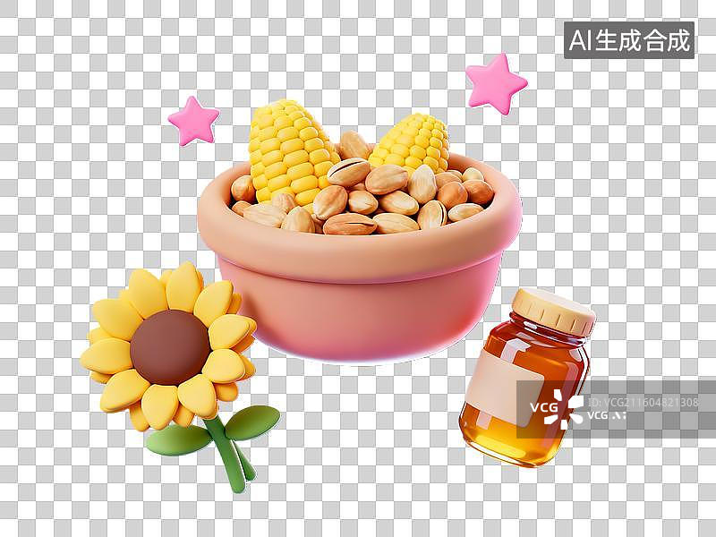 【AI数字艺术】3d西方节日感恩节食物元素图片素材