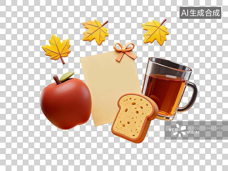 【AI数字艺术】3d西方节日感恩节食物元素图片素材