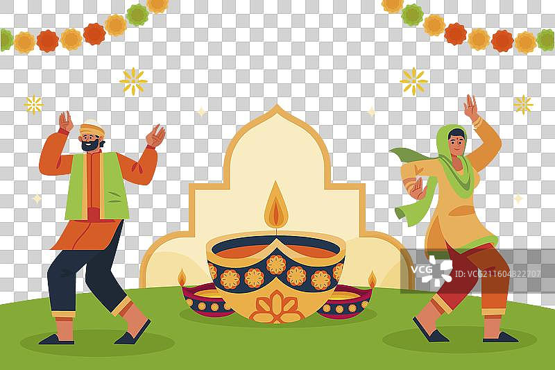 排灯节印度教节日扁平化背景图片素材