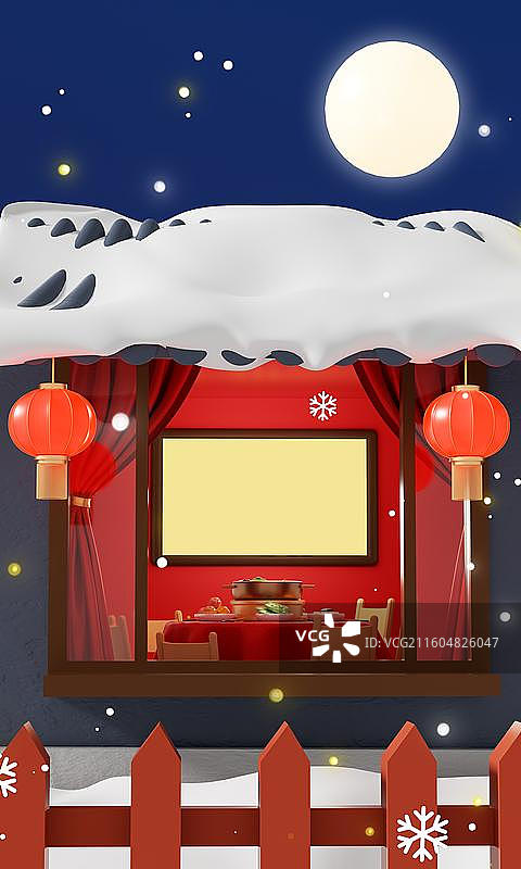 喜庆团圆火锅年夜饭春节场景图片素材