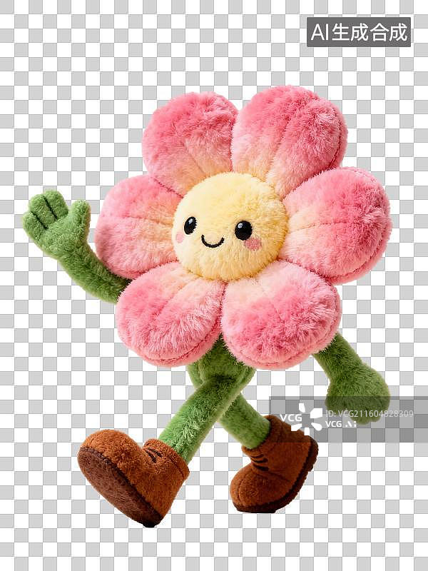 【AI数字艺术】3D毛绒绒拟人化卡通花朵元素图片素材