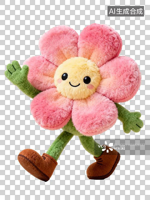 【AI数字艺术】3D毛绒绒拟人化卡通花朵元素图片素材