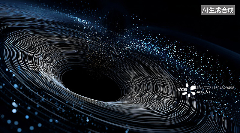 【AI数字艺术】黑洞与星尘环绕的宇宙景象图片素材