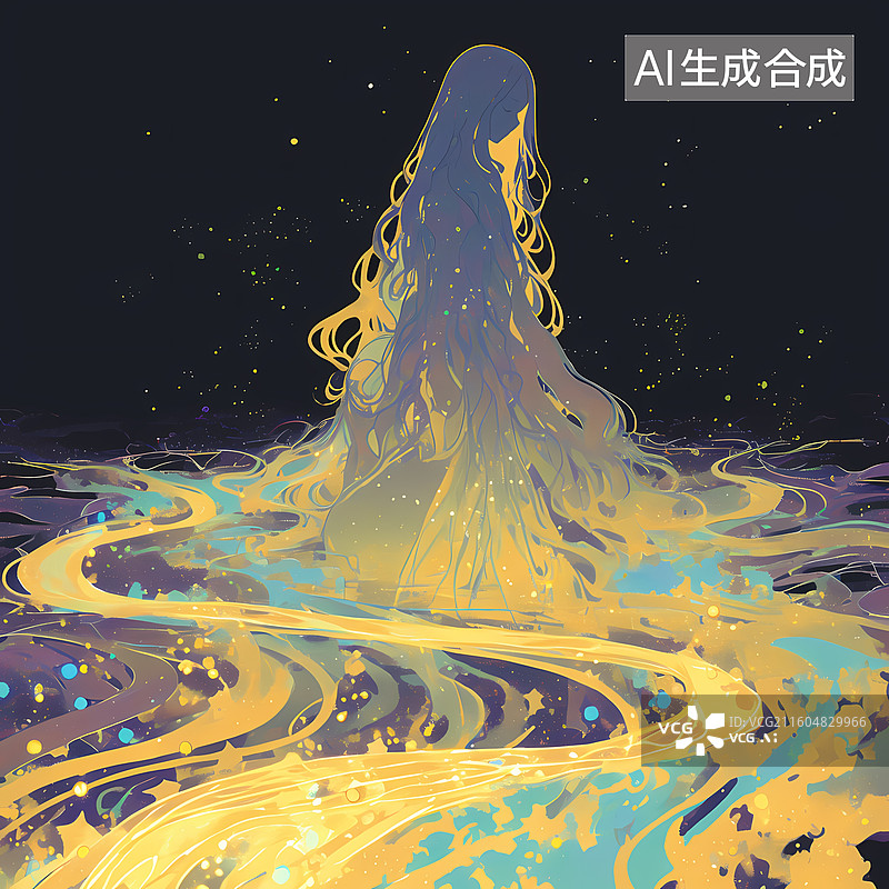 【AI数字艺术】梦幻治愈系少女插画图片素材