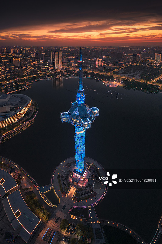 盐城盐立方的晚霞图片素材