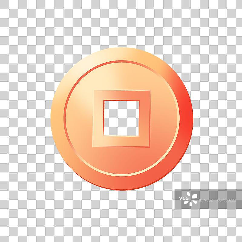 铜钱渐变插画元素图片素材