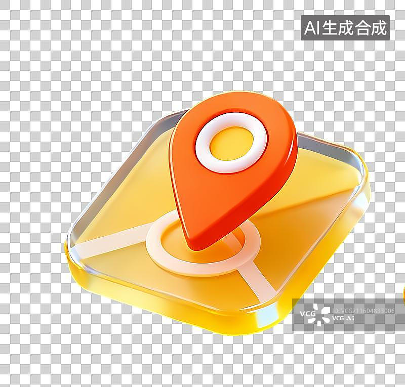 【AI数字艺术】免扣橙色毛玻璃导航定位图标图片素材