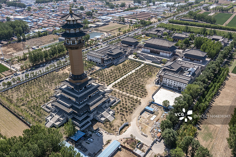 廊坊市隆福寺航拍视角图片素材