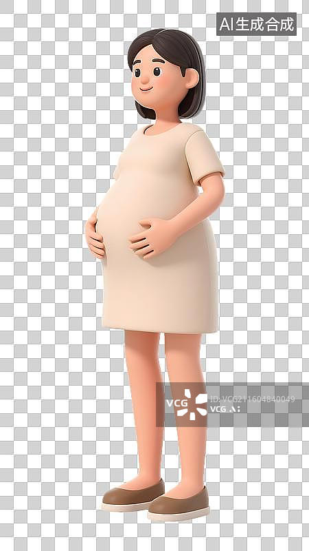 【AI数字艺术】AIGC：3D人物怀孕的妈妈，母亲节，产检，月子中心，母婴用品，设计元素，免抠图形图片素材