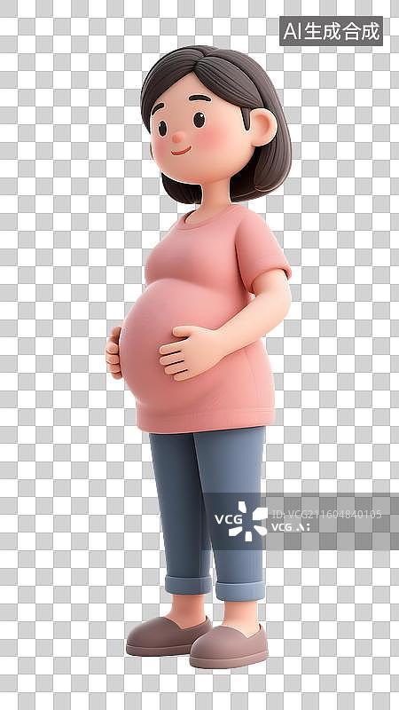 【AI数字艺术】AIGC：3D人物怀孕的妈妈，母亲节，产检，月子中心，母婴用品，设计元素，免抠图形图片素材