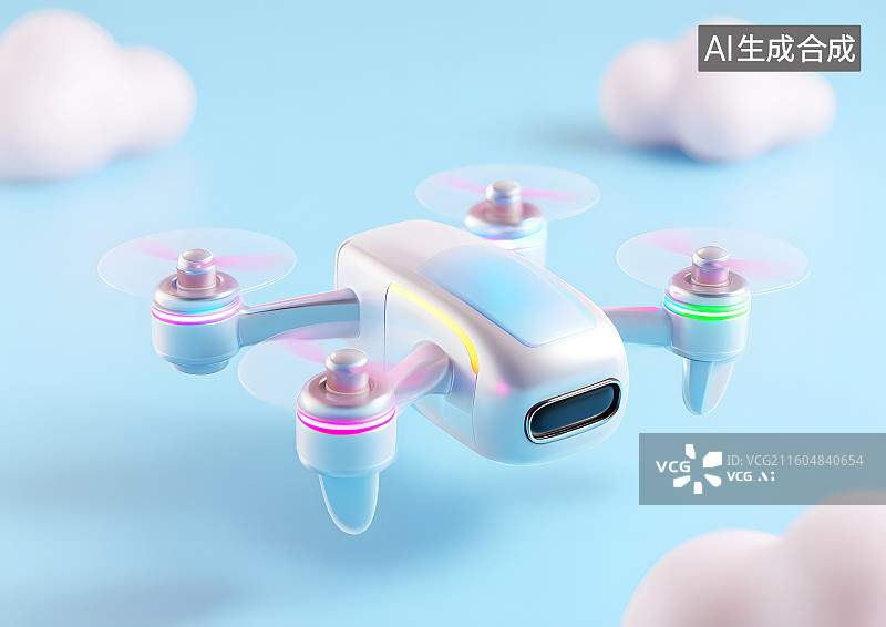 【AI数字艺术】一个彩色卡通无人机图片素材