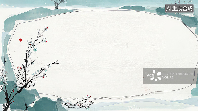 【AI数字艺术】水墨风格冬日梅花图图片素材