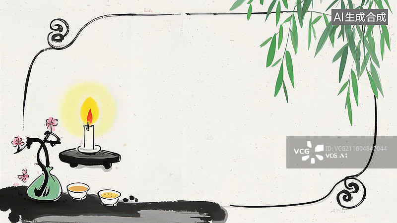 【AI数字艺术】烛光柳影静谧画面图片素材