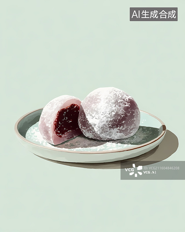【AI数字艺术】豆沙大福美食插画图片素材