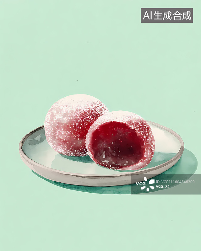【AI数字艺术】豆沙大福美食插画图片素材