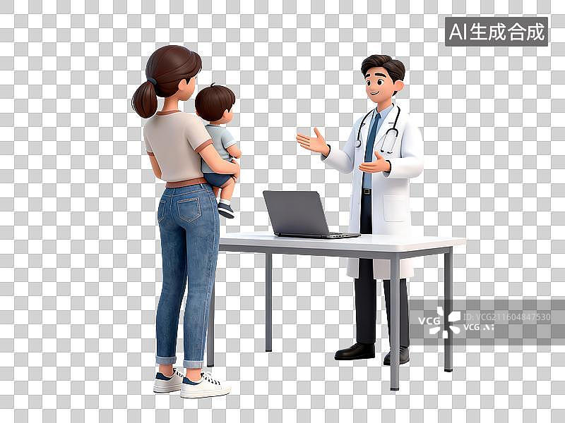 【AI数字艺术】3D医疗健康治病打疫苗打针少儿疾病预防儿童儿科医院图片素材