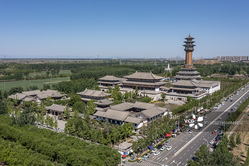 廊坊市隆福寺航拍视角图片素材
