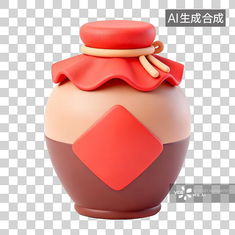 【AI数字艺术】3D拟物风格二十四节气冬天立冬元素黄酒米酒酒坛图片素材