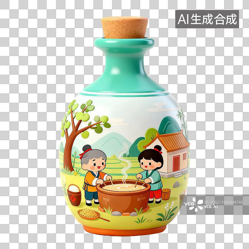 【AI数字艺术】3D拟物风格二十四节气冬天立冬元素酿黄酒图片素材