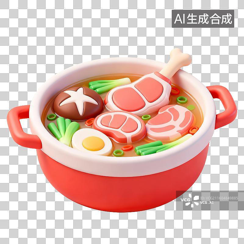 【AI数字艺术】3D拟物风格二十四节气冬天立冬元素羊肉汤图片素材
