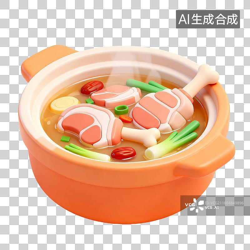 【AI数字艺术】3D拟物风格二十四节气冬天立冬元素羊肉汤图片素材