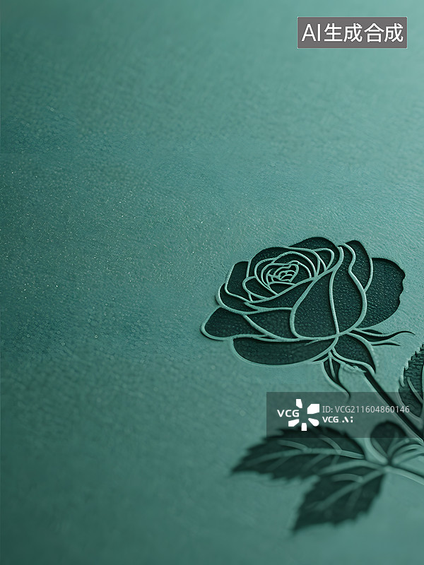 【AI数字艺术】玫瑰牡丹印花绿色简洁壁纸图片素材