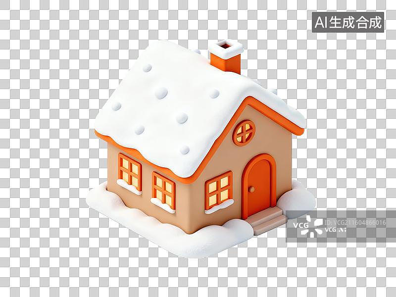 【AI数字艺术】雪覆盖的小屋模型图片素材