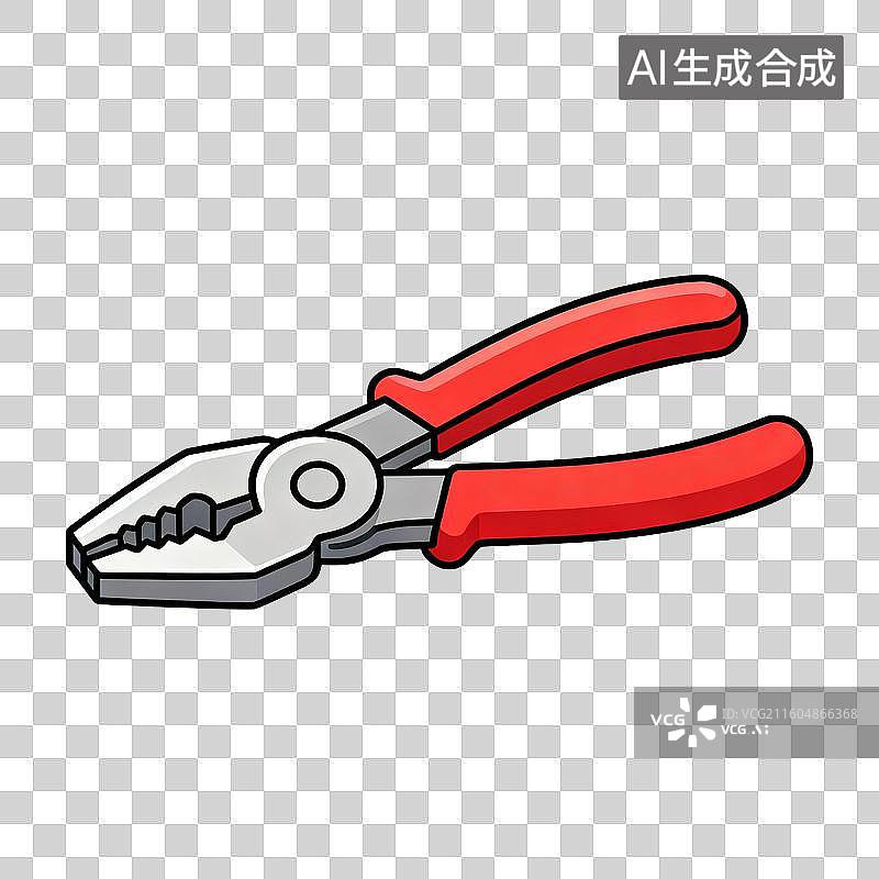 【AI数字艺术】红色手柄卡通钳子图片素材