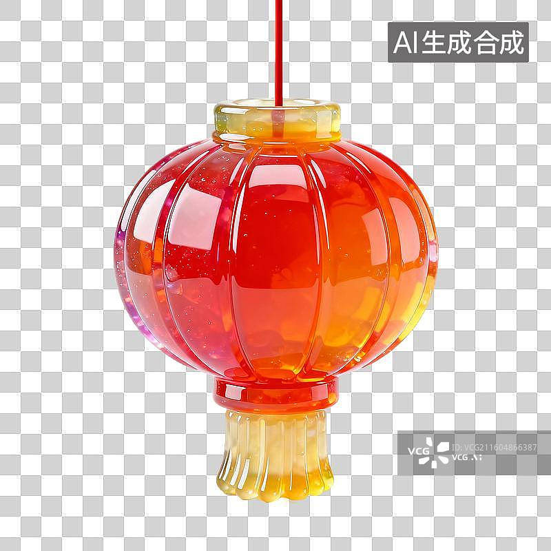 【AI数字艺术】琉璃质感红灯笼图片素材