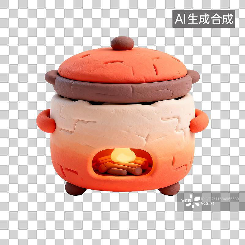【AI数字艺术】卡通黏土小火炉锅图片素材