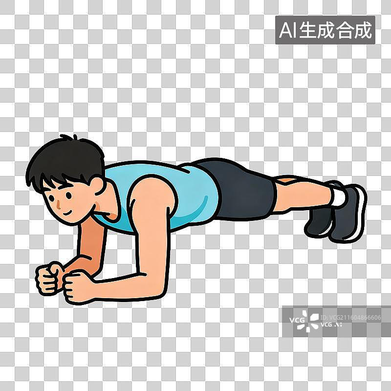 【AI数字艺术】男子做平板支撑运动图片素材