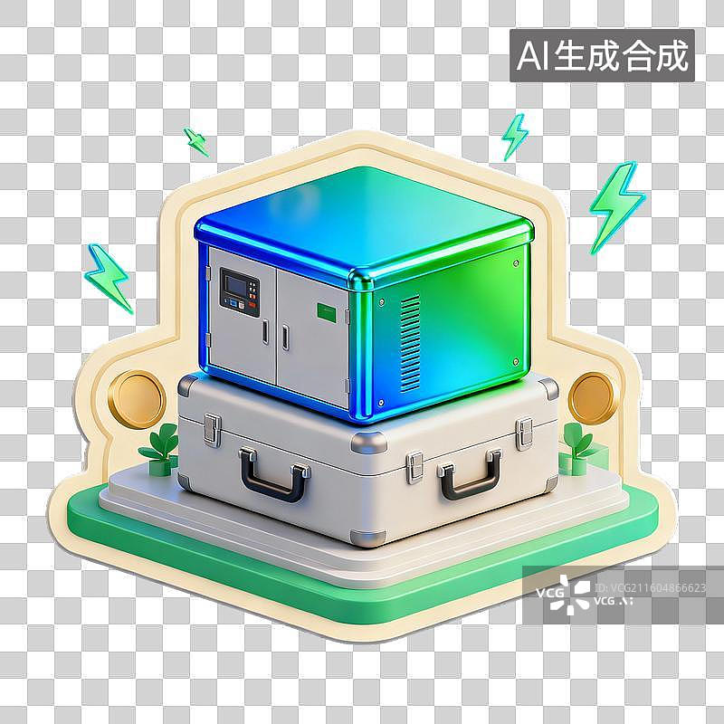 【AI数字艺术】3D卡通风格便携储能电源设备图片素材