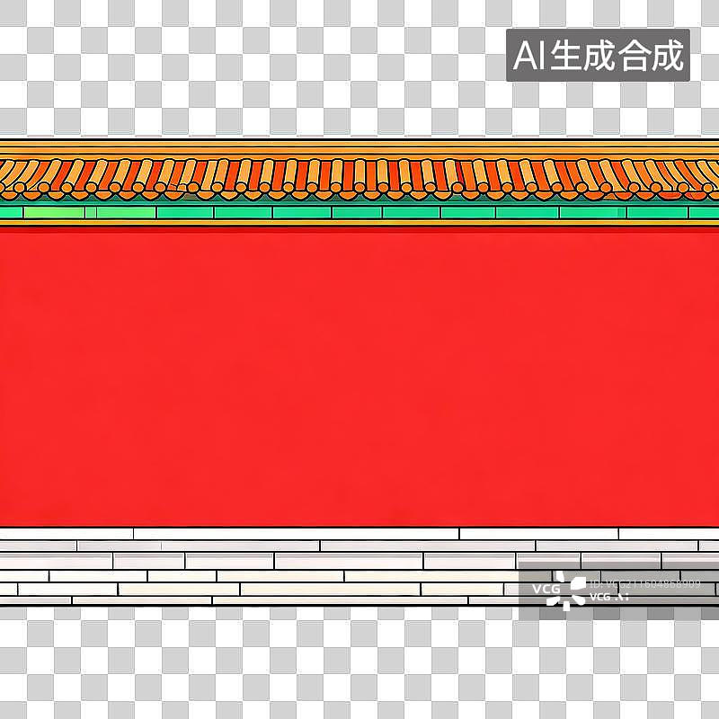 【AI数字艺术】古典的红色墙壁和琉璃瓦元素图片素材