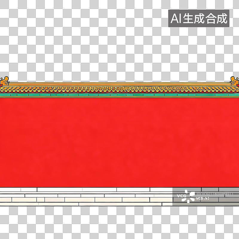 【AI数字艺术】古典的红色墙壁和琉璃瓦元素图片素材