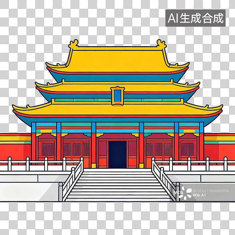 【AI数字艺术】中国古典的红色的宫殿图片素材