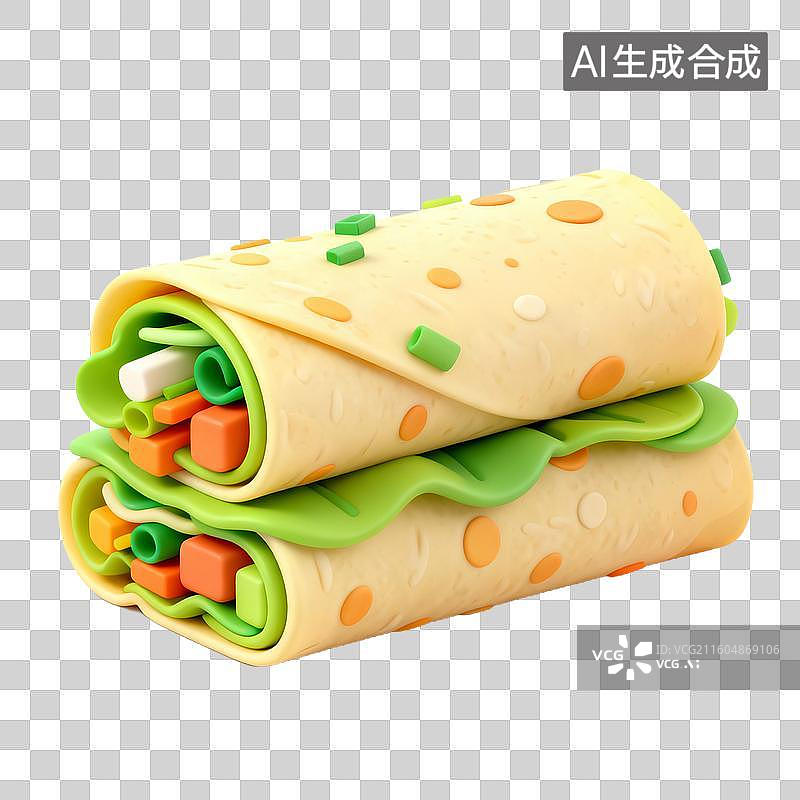 【AI数字艺术】3D拟物风格二十四节气春天雨水元素春饼图片素材