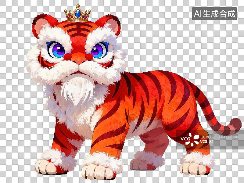 【AI数字艺术】戴皇冠的卡通老虎图片素材