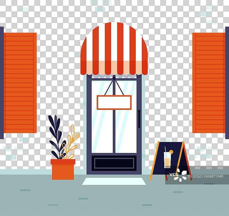 挂有“营业中”标志的商店图片素材