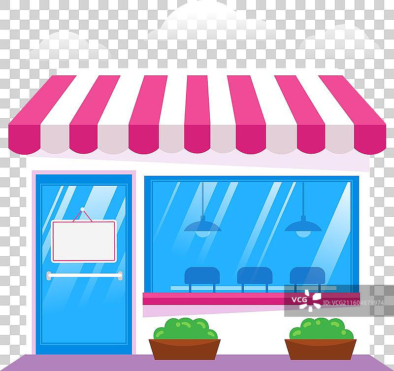 可爱的餐厅，有植物，即将重新营业图片素材