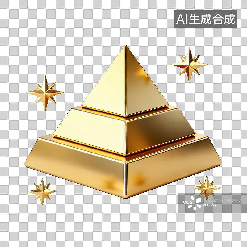 【AI数字艺术】金色金字塔与星星图案图片素材
