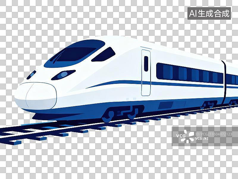 【AI数字艺术】高速列车行驶在铁轨上图片素材