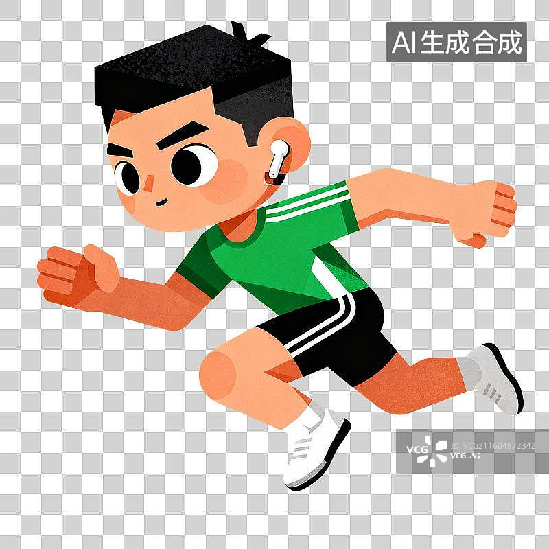 【AI数字艺术】跑步的卡通男孩图片素材