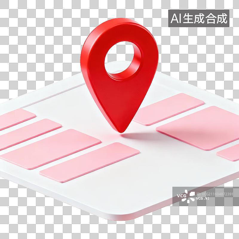 【AI数字艺术】红色定位图标置于文档之上图片素材