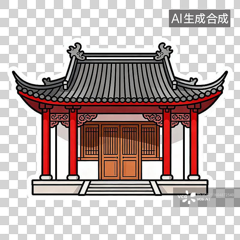 【AI数字艺术】卡通风格中式传统亭子图片素材