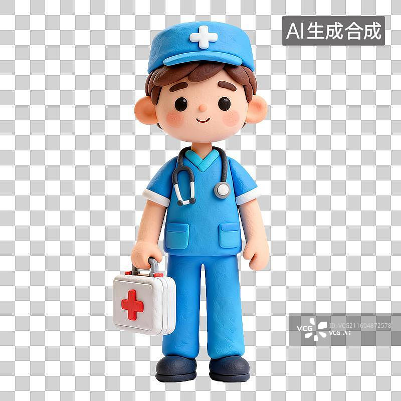 【AI数字艺术】卡通男医生形象图片素材