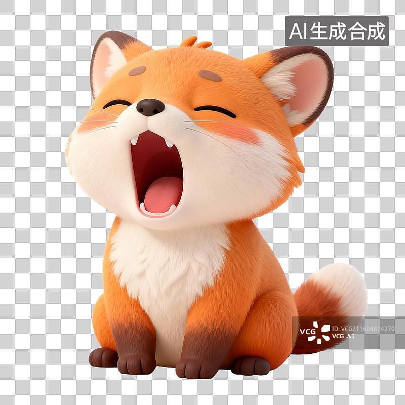 【AI数字艺术】3D拟物风格二十四节气春天惊蛰元素冬眠刚醒的动物醒来狐狸图片素材